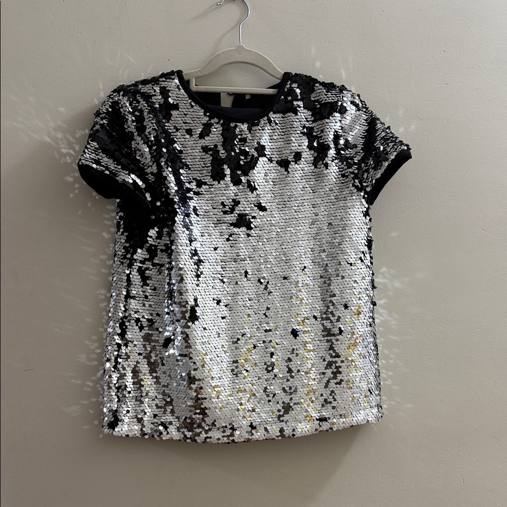 Delicious Glamorous Silver and Black Sequin Tee